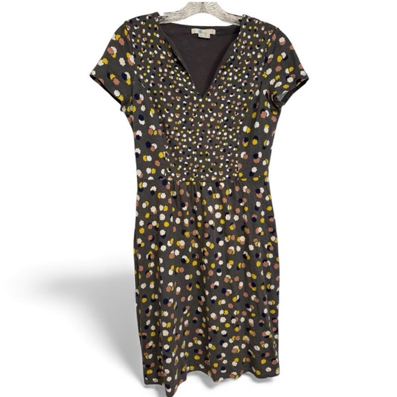 Boden Women 6R gray Floral Emory Jersey Dress Sheath Midi Lined Bodice - Picture 2 of 4